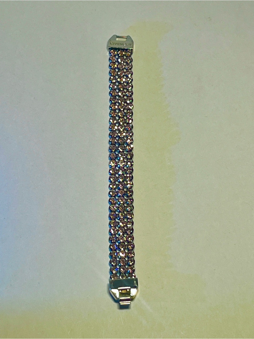 Givenchy Triple Row Signed Pink Rhinestone Tennis Bracelet